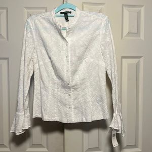Romantic Ralph Lauren White Eylet Button Down NEW W TAGS